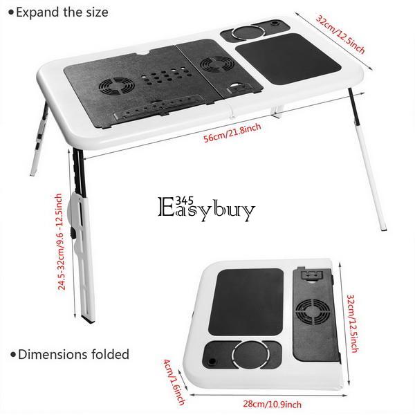 Laptop Table Stand With Cooling Fan USB Ports Foldable Desk Bed