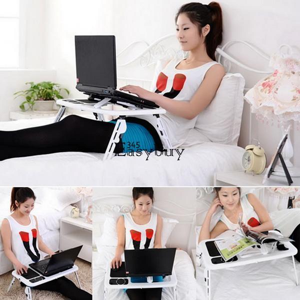 Laptop Table Stand With Cooling Fan USB Ports Foldable Desk Bed